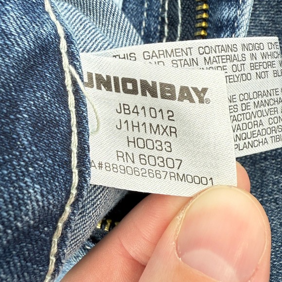 UNIONBAY Delaney Stretch Denim Midi Shorts Juniors 17 33W Wham Blue Midrise New - Picture 6 of 8